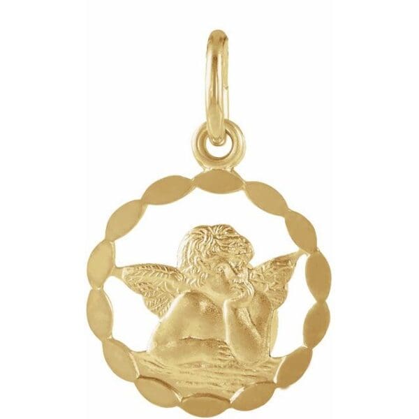 14K Yellow 12 mm Angel Pendant