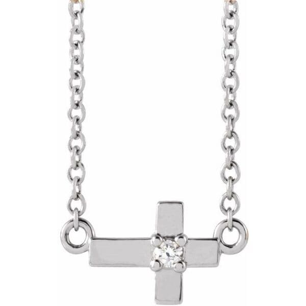 10K Yellow 1.5 mm Round Sideways Cross Necklace Center