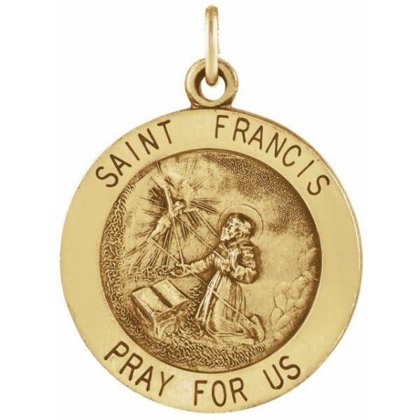 Sterling Silver 18 mm Round St. Francis of Assisi Medal 18" Necklace