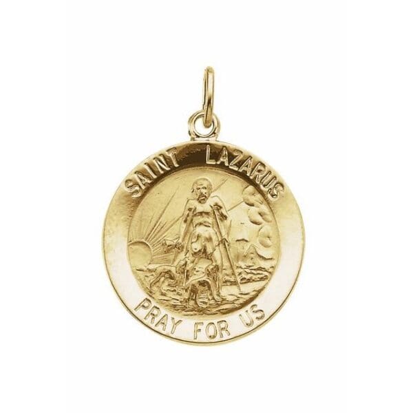 14K Yellow 12 mm Round St. Lazarus Medal