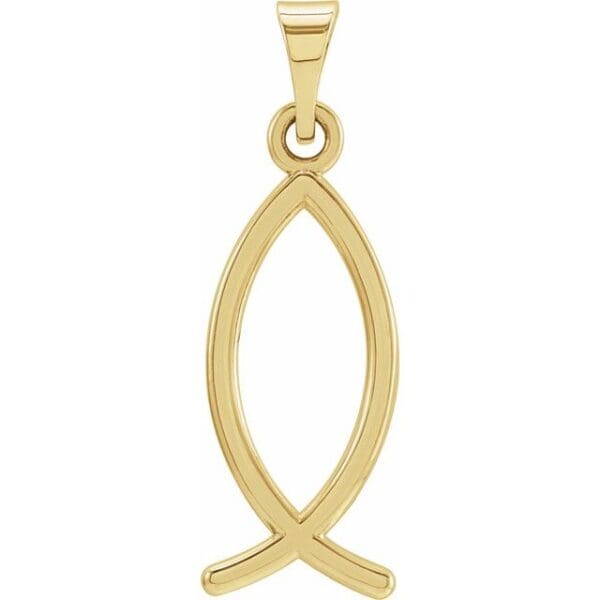 14K White 21x7.5 mm Ichthus (Fish) Pendant