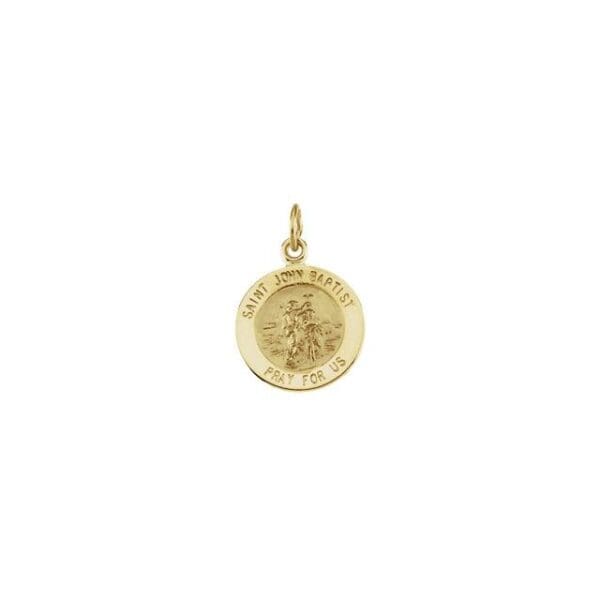 14K Yellow 15 mm Round St. John the Baptist Medal