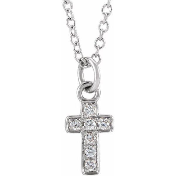 14K Yellow .04 CTW Natural Diamond Youth Cross 15" Necklace