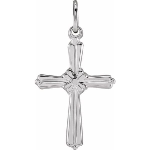 14K White Cross Pendant