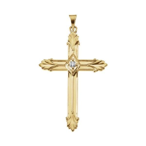 14K Yellow .06 CTW Natural Diamond Cross Pendant