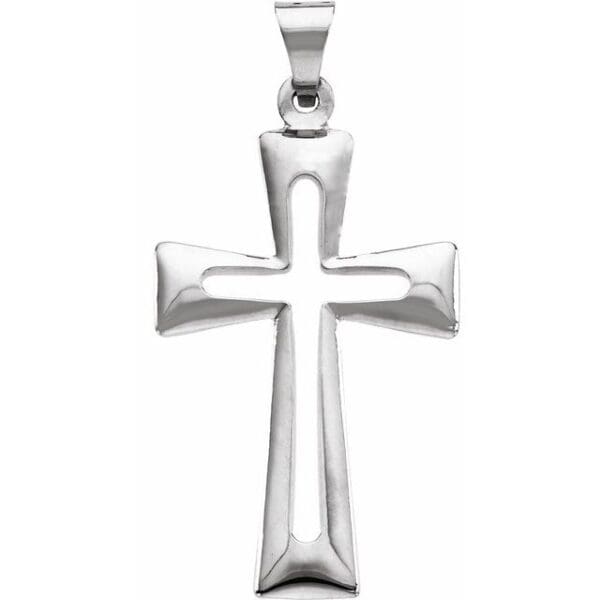 14K White 31.5x18 mm Cross Pendant