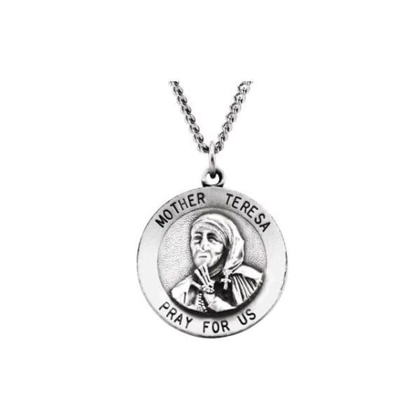 14K Yellow 18 mm Mother Teresa Round Pendant Medal