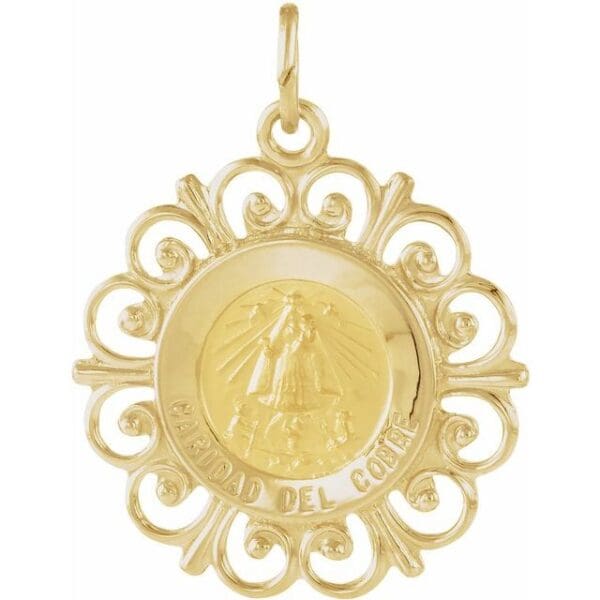 14K Yellow 18 mm Caridad Del Cobre Medal