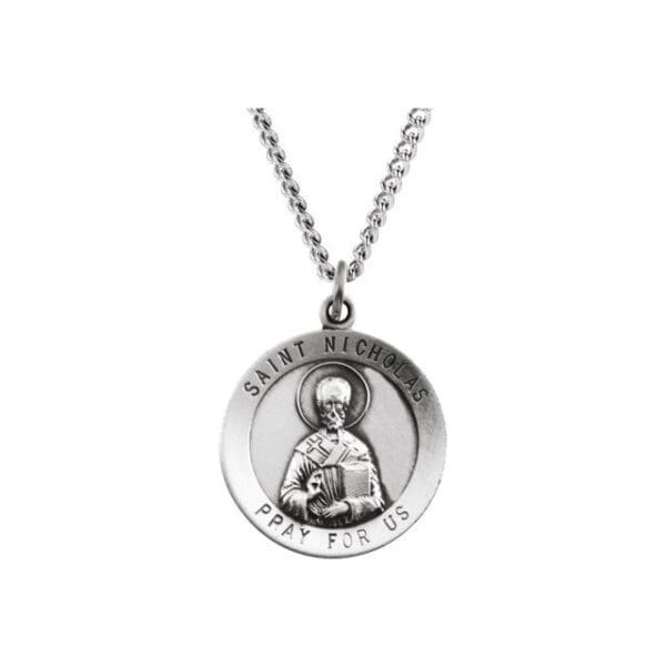 14K White 18.25 mm St. Nicholas Medal