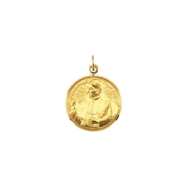 Sterling Silver 15 mm Round Pope John Paul II 18" Necklace