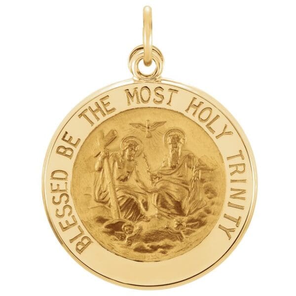Sterling Silver 18 mm Round Holy Trinity 18" Necklace