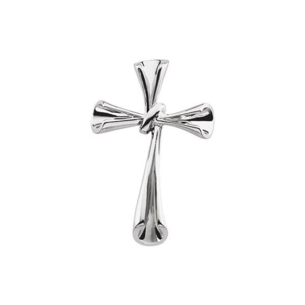 14K White Cross Pendant