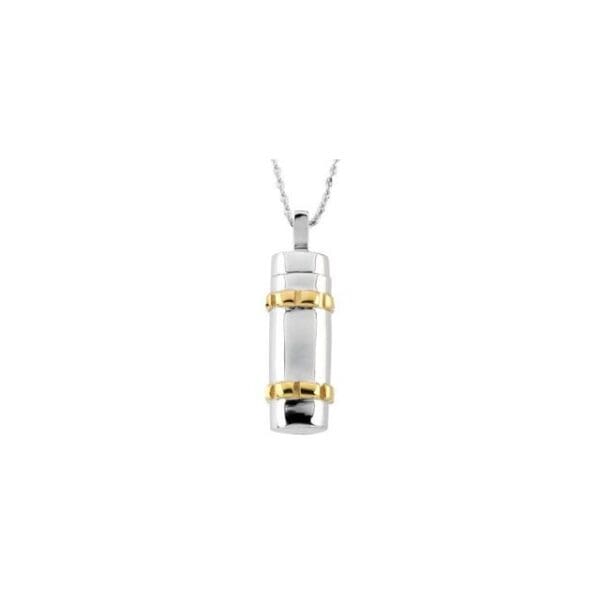 Sterling Silver 14K Yellow Gold-Plated Cylinder Ash Holder 18" Necklace