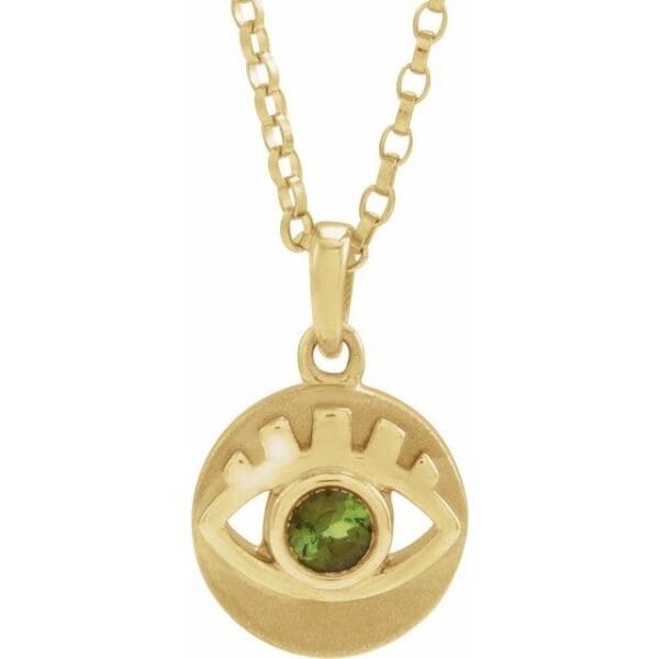 14K Yellow 3 mm Round Evil Eye 18" Necklace Mounting