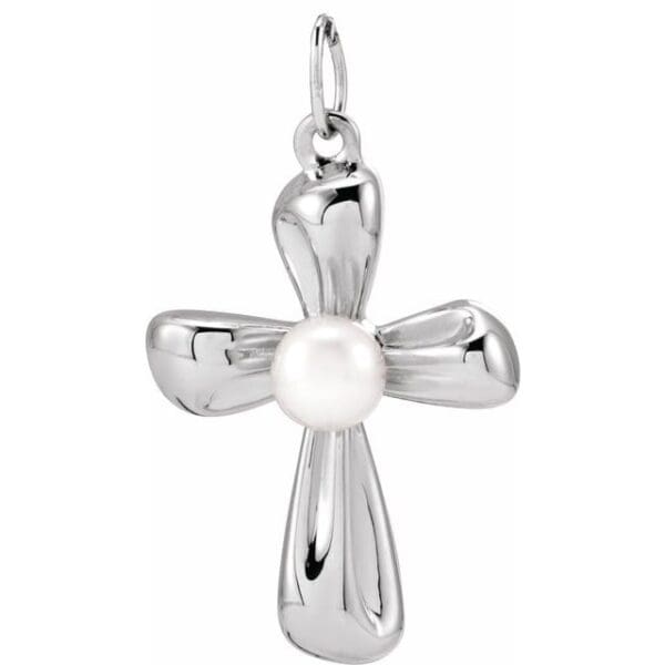 14K White Cross 16-18" Necklace Mounting for 4 mm Pearl