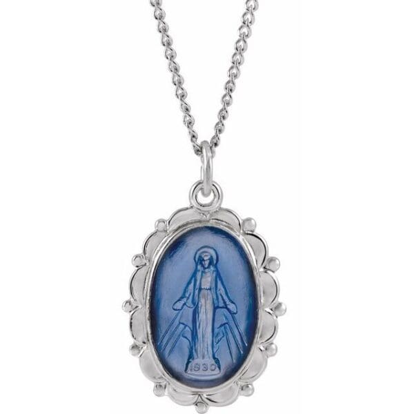Sterling Silver 15x12 mm Oval Miraculous 18" Necklace