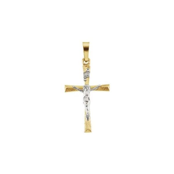 14K Yellow/White 20x14 mm Crucifix Pendant