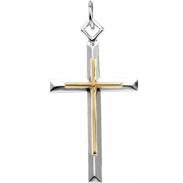 Sterling Silver & 14K Yellow Gold-Plated 29x18 mm Cross Pendant