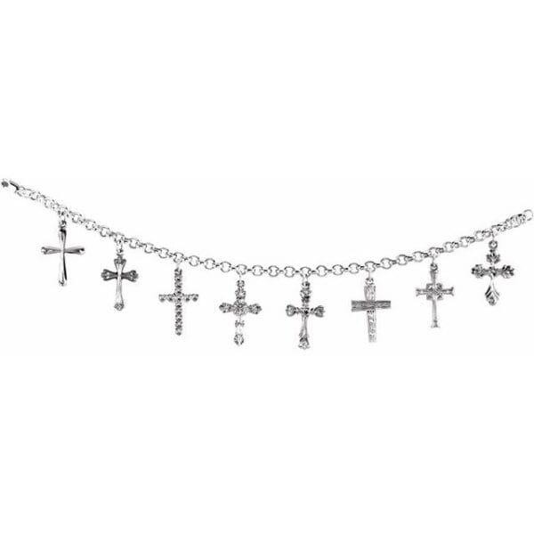 Sterling Silver Cross Charm 8" Bracelet