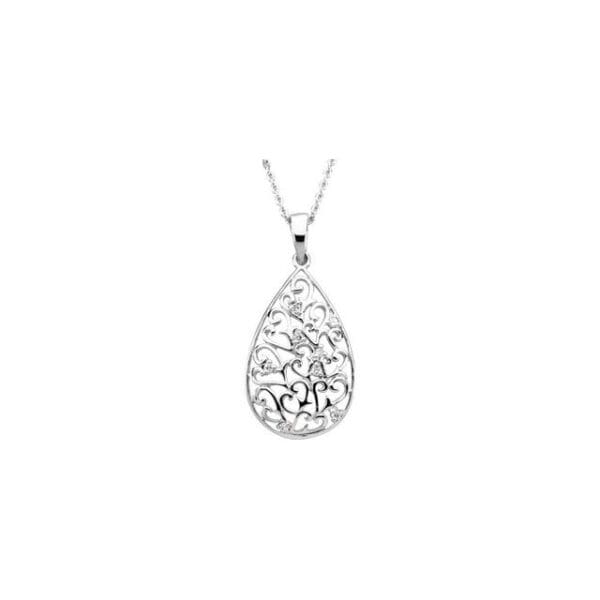 Sterling Silver Imitation White Cubic Zirconia Tear of Sympathy 18" Necklace
