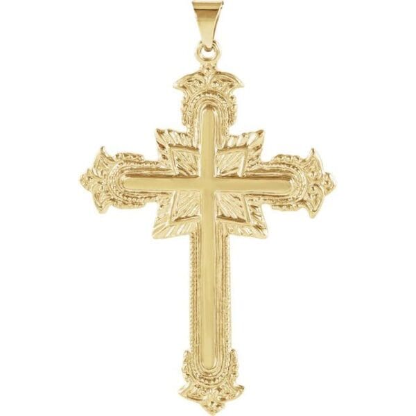 14K Yellow 47x31 mm Cross Pendant