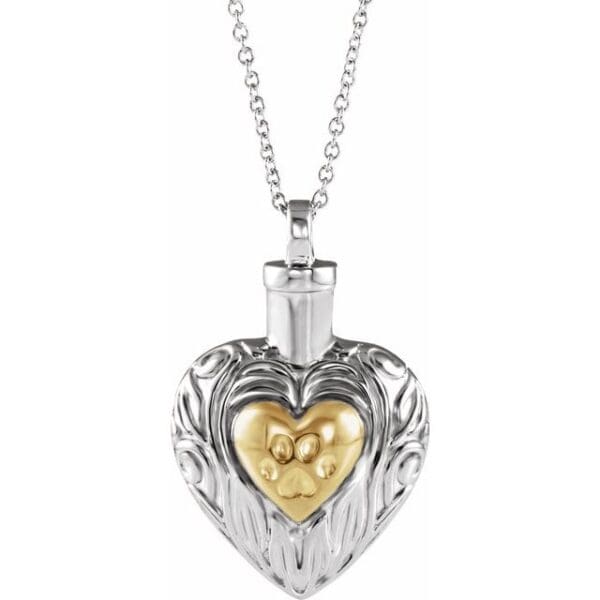 Sterling Silver Pet Heart Ash Holder 18" Necklace