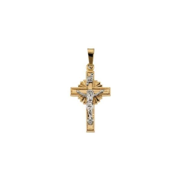 14K Yellow 15x10 mm Hollow Crucifix Pendant