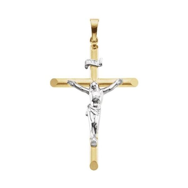 14K Yellow/White 26x19 mm Crucifix Pendant