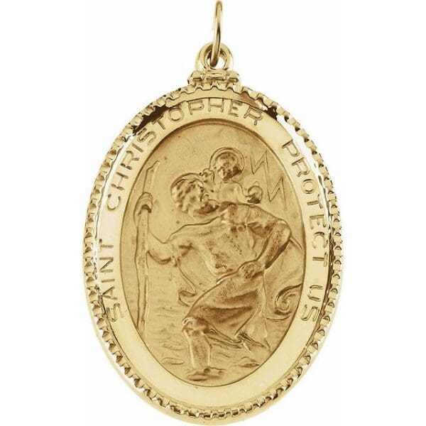 14K Yellow 39x26 mm Oval St. Christopher Medal