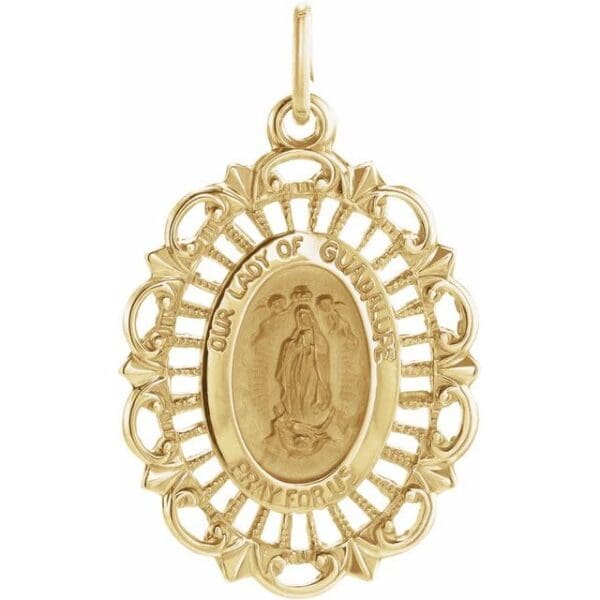 14K Yellow 25x18 mm Oval Our Lady of Guadalupe Medal