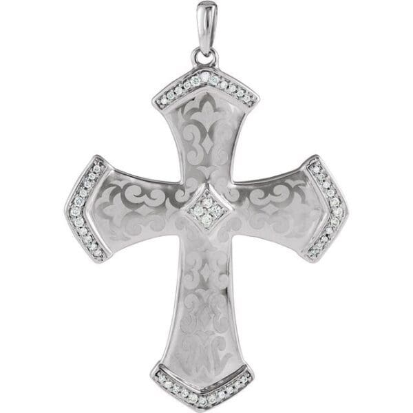 Sterling Silver 1/5 CTW Natural Diamond Cross Pendant