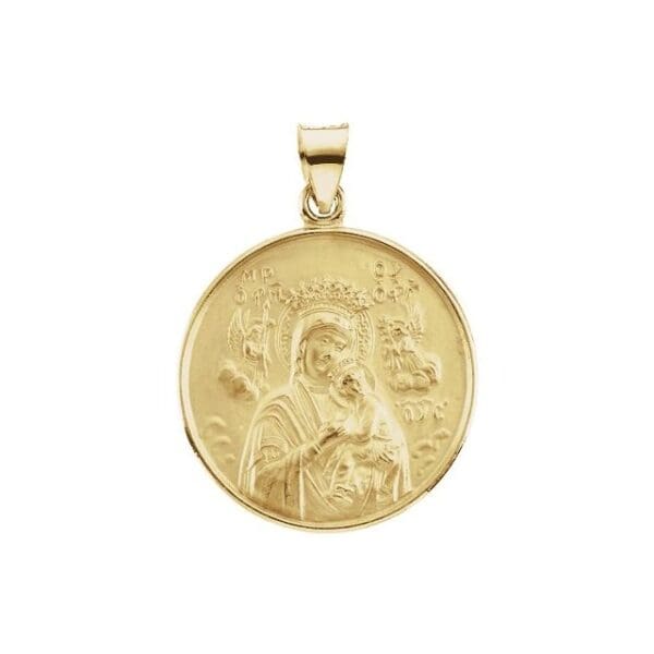 18K Yellow 13 mm Our Lady of Perpetual Help Medal