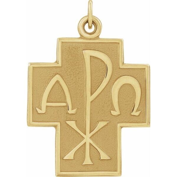 14K Yellow 24.5x22 mm Alpha Omega Cross Pendant