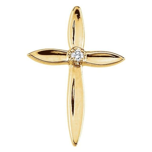 14K Yellow .02 CTW Natural Diamond Cross Lapel Pin