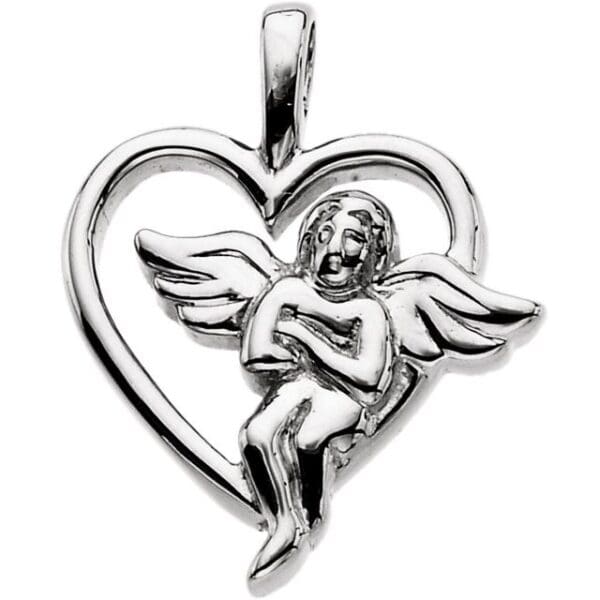 14K Yellow 18x15 mm Angel Heart Pendant