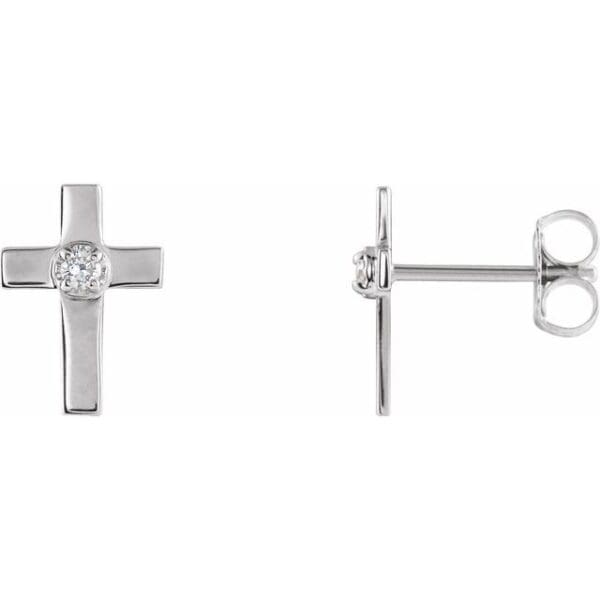 14K Yellow 7x5 mm .01 CTW Natural Diamond Cross Earrings