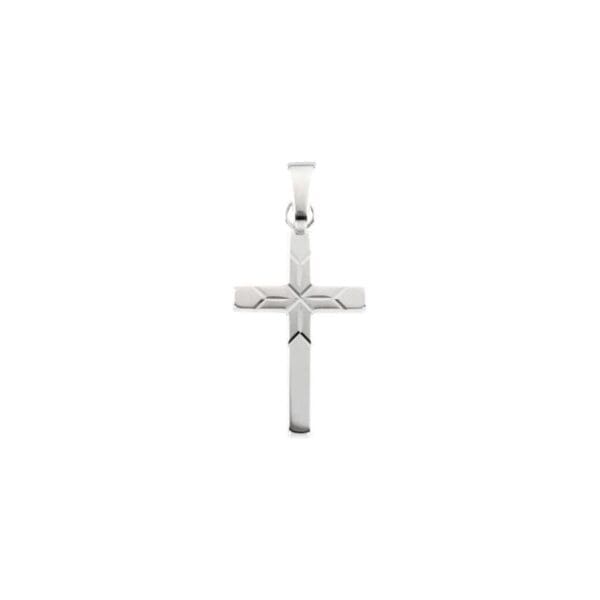 14K White 18x12 mm Cross Pendant