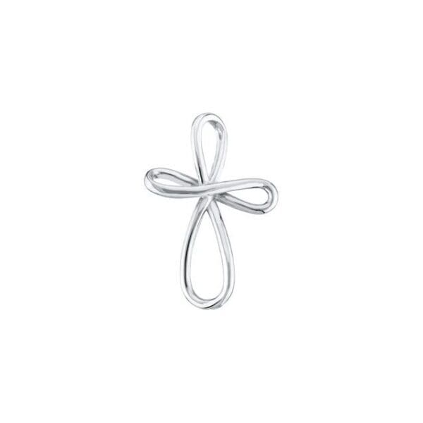 14K White Infinity-Inspired Cross Pendant