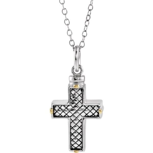 Sterling Silver Woven Cross Ash Holder 18" Necklace