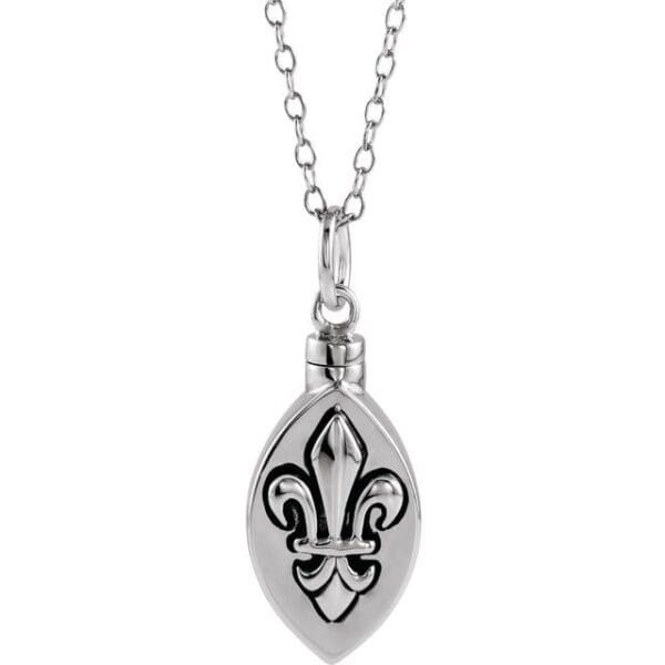 Sterling Silver Fleur-de-lis Ash Holder 18" Necklace