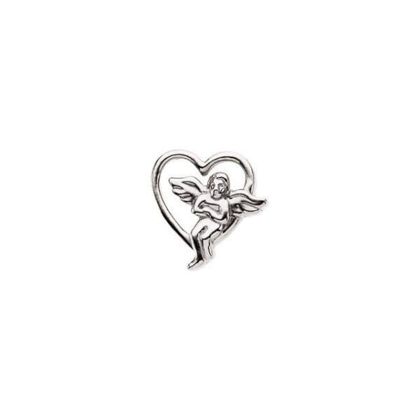 Sterling Silver Heart with Angel Lapel Pin