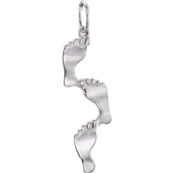 Sterling Silver 28x7 mm Footprints Pendant