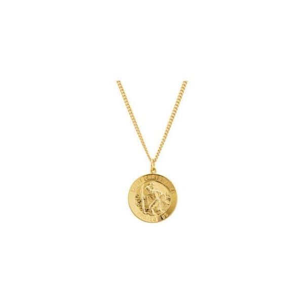 24K Yellow Gold-Plated Sterling Silver 25 mm St. Christopher Medal 24" Necklace