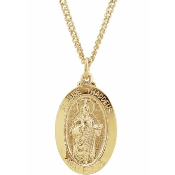24K Yellow Gold-Plated 29x18 mm St. Jude 24" Necklace