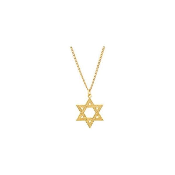 24K Yellow Gold-Plated Sterling Silver 32.8x25.9 mm Star of David Pendant