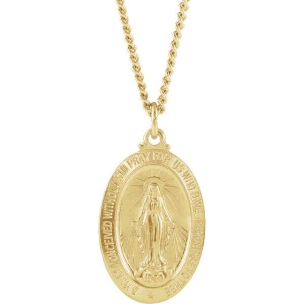24K Yellow Gold-Plated 29x18 mm Miraculous 24" Necklace