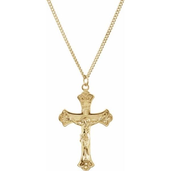 24K Yellow Gold-Plated 50x31 mm Crucifix 24" Necklace