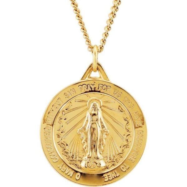 24K Yellow Gold-Plated 25 mm Round Miraculous  24" Necklace