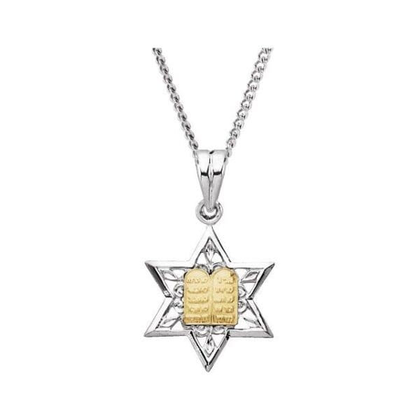 Sterling Silver & 14K Yellow Star of David 24" Necklace