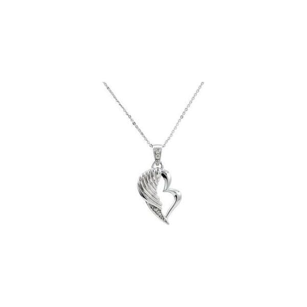 Sterling Silver Imitation White Cubic Zirconia The Broken Wing 18" Necklace